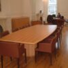 barrel boardroom table in light veneer