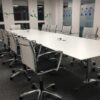 flip top conference table with wheels in white
