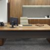 office desk with modesty panel